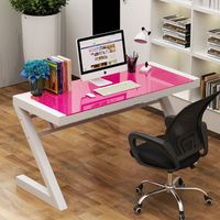 Ailichen Custom Wit Staand Bureau Modern Led Licht Gaming Computerbureau Met Race-Organizer Metalen Materiaal