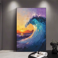 Vente en gros directe d'usine toile tridimensionnelle pure peinte à la main vague design de mode peinture murale à l'huile décor minimaliste