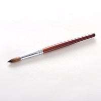 Pinceau à ongles rond en acrylique classique avec manche en bois rouge, 100% poils de Kolinsky Sable, logo personnalisé pour salon de manucure professionnel