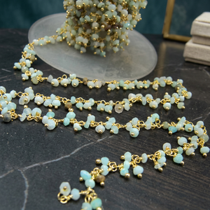 Premium Wholesale Eminent Jewel Natural Peruvian <b>Opal</b> Rondelle Faceted Stone Beads 2.5-3mm Thick Dangling Cluster Chain Wire - Product Image 3