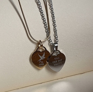 Collier imperméable de haute qualité Birds Of A Feather I'll Love You 'til The Day That I Die en forme de coeur Billie Inspired Necklace - Product Image 1