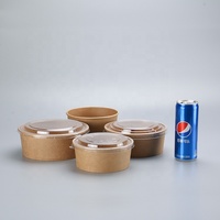 Bol à salade à emporter avec couvercle, papier kraft de qualité alimentaire, 500ml 750ml 1000ml 1100ml 1200ml 1300ml