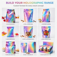 Emballage de qualité alimentaire personnalisé Bonbons Noix Sac en plastique PE biodégradable Sac support en papier d'aluminium Sac en mylar holographique avec fenêtre