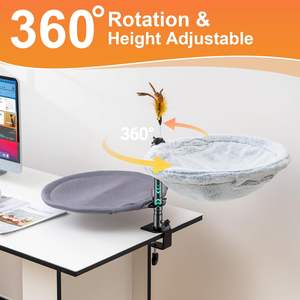 Verwarmd Kattenraambed Voor Bureauhangmat Voor Werkruimte Voor Thuiskantoor Met Verstelbare Houder En 360 ° Rotatie Arm Omhoog Rond Huisdierenbed - Product Image 2