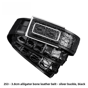 Cintura da <span class=keywords><strong>Uomo</strong></span> di Alta Gamma in Pelle di Coccodrillo con Fibbia in Acciaio, Versatile Cintura Elegante per <span class=keywords><strong>Uomo</strong></span> - Product Image 5