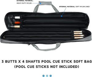 Étui de queue de billard personnalisé imperméable à 2 queues et 4 shafts, sac de queue de billard à 6 trous pour neuf boules, échantillon gratuit - Product Image 6