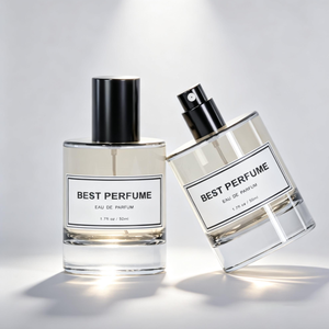 Flacon de parfum élégant transparent à fond épais et rond, personnalisé avec impression sérigraphiée, pour spray retardateur, 50 ml 100 ml, en verre cristal vide - Product Image 6