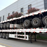 Semi-remorque plateau pour transport de conteneurs 2/3/4 essieux, pour conteneurs de 20, 40 et 45 pieds