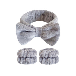 طقم غسيل مكون من 3 قطع: عصابة رأس وأساور يد ناعمة من القطيفة للفتيات والنساء - للعناية بالبشرة والماكياج - Product Image 4