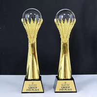 Trophée personnalisé en cristal doré lisse pour événements sportifs, récompenses et commémorations