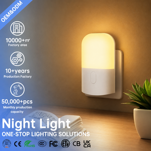 ไฟ LED กลางคืนแบบเสียบปลั๊ก 0.5W พร้อมเซ็นเซอร์ตรวจจับแสง, ปรับความสว่างได้ 3 ระดับ, แสงสีขาวอบอุ่น 2700K, ปลอดภัยสำหรับเด็ก เหมาะสำหรับทางเดิน ห้องนอน และห้องเด็ก - Product Image 1