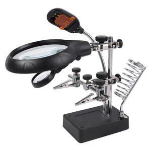 Loupe de bijoutier professionnelle avec support auxiliaire 2,5X 7,5X 10X, main d'aide pour la soudure et 6 lumières LED - Product Image 1