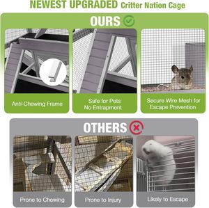 <b>Large</b> Luxury Chinchilla 4-Level Ferret Wooden Hutch Aluminium <b>Frame</b> Chew-Proof Wheels Movable Plastic Tray for Hamster Gerbil - Product Image 3