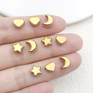 Cuentas espaciadoras <span class=keywords><strong>de</strong></span> <span class=keywords><strong>estrella</strong></span> inflada en tono dorado <span class=keywords><strong>de</strong></span> aleación <span class=keywords><strong>de</strong></span> zinc, accesorios celestiales para pulsera con <span class=keywords><strong>nombre</strong></span> <span class=keywords><strong>de</strong></span> bebé - Product Image 4