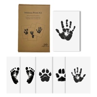 Lot de 6 cartes de jalons de développement pour bébé sans encre, style Art Déco, kit empreintes de mains et de pieds 6 mois, souvenir nouveau-né pour cadeau d'anniversaire