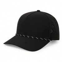 Casquette de baseball à 5 panneaux avec logo personnalisé, imperméable, avec trous découpés au laser