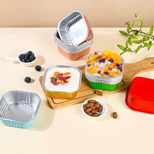 Recyclable 300ml Aluminum <b>Foil</b> Cake <b>Container</b> Flan Pan Square Desserts Baking <b>Foil</b> Cups for Gathering Wedding Party - Product Image 4