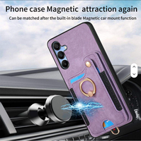 Pour Galaxy A15 5G étui A15 portefeuille en cuir porte-carte bloquant la RFID couvercle à rabat magnétique anneau support dragonne coque de téléphone