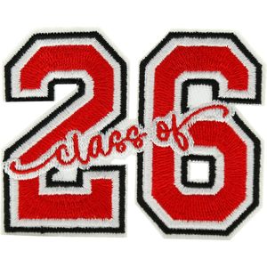 Parche termoadhesivo bordado rojo de la clase de 2026 para mochilas, sombreros, chaquetas, ropa, bricolaje - Product Image 1