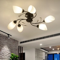 Plafonnier en cristal nordique pour salon et salle à manger - Design moderne minimaliste, construction en fer et verre LED, lumière 3 couleurs