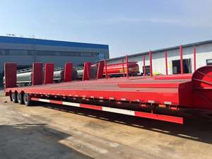 รถขุดขนาด60ตันรถเทรลเลอร์พื้นเรียบ3แอ็กเซล12ยางสูง8มม. บันไดหลัง - Product Image 4