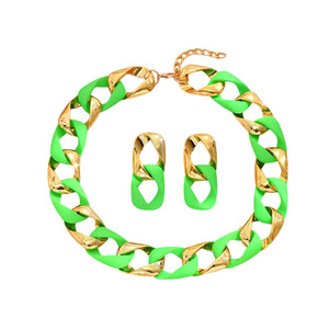 ชุดเครื่องประดับต่างหูและสร้อยคออะคริลิกสเตนเลสสตีลชุบทองคำแท้ ไม่ก่อให้เกิดอาการแพ้ ไม่หมองคล้ำ สำหรับผู้หญิง - Product Image 6