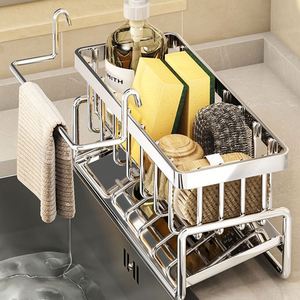 Distributeur de savon noir en acier inoxydable 304 antirouille, organiseur de cuisine et support de rangement sous évier de salle de bain - Product Image 6
