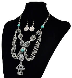 <span class=keywords><strong>2</strong></span> Estilos de Collares Bohemios Vintage con Cuentas de Monedas Plateadas, Hojas y Borlas para Mujer - Product Image 4