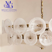 Lustre en verre texturé blanc nuage de style médiéval français, suspension de luxe pour villa, salon, salle à manger, plafond haut