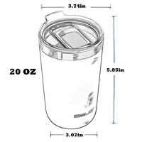 Gobelet isotherme ANSHENG avec logo personnalisé, 20 oz, en acier inoxydable à double paroi, isolé sous vide, pour café