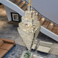 Lustre moderne avec long escalier Grande suspension en cristal Lobby de villa Luminaire suspendu Fournisseur