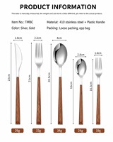 Ensemble de Couverts Légers en Acier Inoxydable 18/0 avec Manche en Plastique Effet Bois – Fourchettes et Cuillères à Prix de Gros Abordable