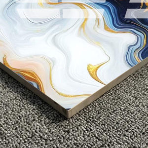 Azulejos de Piso con Aspecto de Mármol Azul Dorado Brillante de 60x60cm, Modernos y Lujosos, <span class=keywords><strong>para</strong></span> Sala de Estar, Acabado Pulido <span class=keywords><strong>para</strong></span> Interiores de Casa, Personalizados y Más Vendidos - Product Image 2