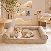 Lit pour animaux de compagnie élégant, rectangulaire, matelassé, canapé, doux, lavable, orthopédique, pour chat et chien, petits chiens, luxe, coussin de soutien pour l'intérieur