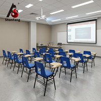 Chaise de formation pour étudiants avec tablette d'écriture, cadre en métal noir, vente en gros, pour écoles, salles de classe, collèges, universités