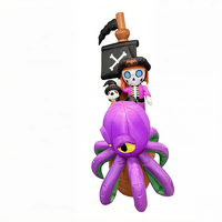 Bateau pirate gonflable d'Halloween de 7 pieds avec squelette de pieuvre géant et éclairage LED pour décoration extérieure de jardin