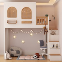 Lit superposé JS Custom pour enfants avec maisonnette dans les arbres, escalier, bureau d'étude, structure en bois massif, lit surélevé, tiroirs de rangement, design moderne, respectueux de l'environnement