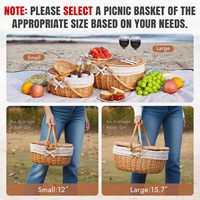 Petit panier en osier YULIN JIAFU avec couvercle à poignée pliable et doublure amovible |   Panier de pique-nique jouet vide pour enfants, cadeau