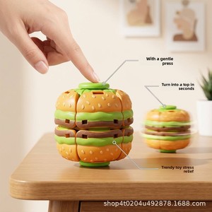 Burger Fidget Spinner 3-in-1 Burger Fidget Toy 3D Burger Vorm Magische Kubus Bal Stille Fidget Spinner voor het verlichten van werkstress - Product Image 2