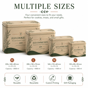 Boîte à biscuits en fer blanc réutilisable et recyclable, emballage cadeau personnalisé en métal pour biscuits - Product Image 1