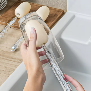 Brosse <span class=keywords><strong>de</strong></span> nettoyage multifonctionnelle <span class=keywords><strong>de</strong></span> luxe à long manche, portable et très efficace, avec éponge transparente or/argent intégrée et paille pour gobelet - Product Image 6