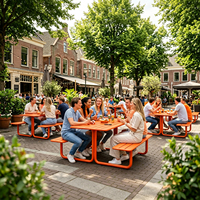 Ensemble banc et table d'extérieur en métal, résistant aux intempéries, durable, écologique, design moderne pour les cours, les cafés et les salons de thé