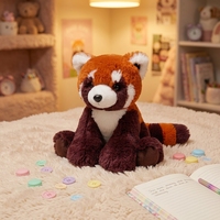 Peluche Panda Rouge Mignon et Moelleux, Jouet en Peluche Doux, Cadeau pour Enfants, Décoration d'Intérieur, Compagnon de Sommeil, Petit Oreiller en Peluche Panda