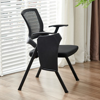 Chaise de bureau en maille confortable au design moderne chaise de formation table d'écriture à roulettes accoudoir pour salle de réunion prix scolaire