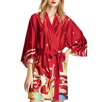 Usine D'été Femmes Demi Manches Imprimer Dos Nu Court Satin Robes Décontractées