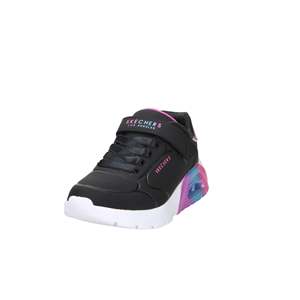 Zapatillas Skechers para niña, negras, con detalles en rosa y azul. - Product Image 2
