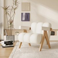 Fauteuil sectionnel style crème, éco-responsable, avec structure en bois moderne, pour salon, salle à manger, appartement, fauteuil de détente simple et luxueux