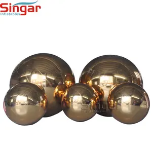 Bola reflectante inflable para fiesta disco, Bola de espejo inflable de 0,5 m, 0,6 m, 0,8 m, 1m, dorada y plateada, esfera de espejo de Navidad