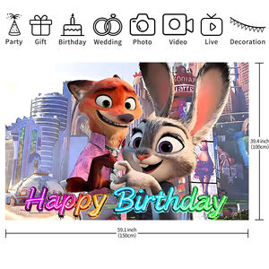 动漫《疯狂动物城》2朱迪和尼克背景横幅派对用品墙贴背景海报儿童生日装饰 - Product Image 6