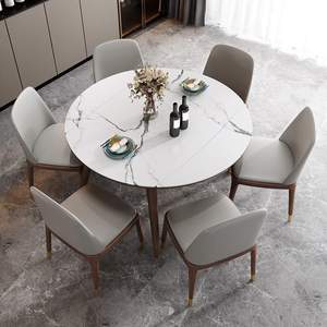 Table à manger ronde pliable en bois massif, style moderne et simple, <span class=keywords><strong>pour</strong></span> 8 personnes, appartement petit et compact, double usage - Product Image 3